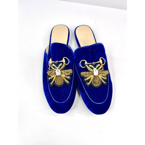 Kaitlyn Pan Size 9.5  Royal Blue Velvet Mule w/ Bee Patches, Jewel, Horse Bit - Picture 5 of 12